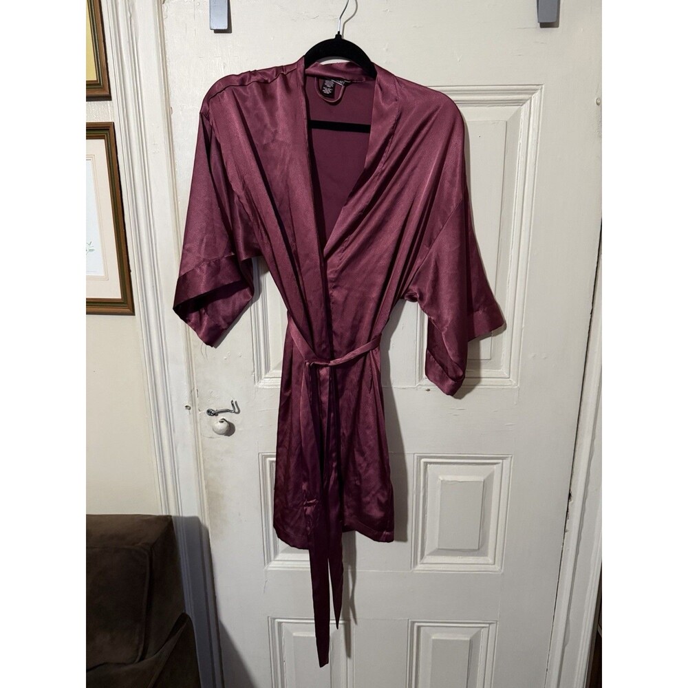 Victoria’s Secret Satin Robe XS/S Burgundy Wine Kimono Belted Sleepwear